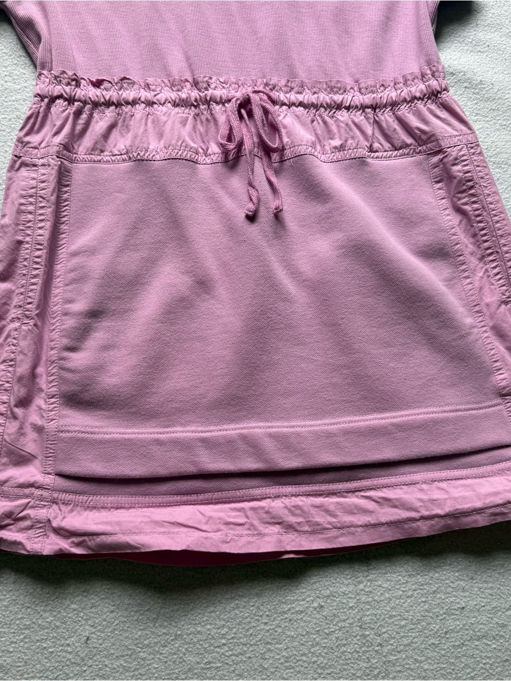 Anthropologie Daily Practice Short Sleeve Pink Purple Drawstring Mini Dress - Picture 2 of 6